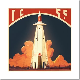 Vintage Space Rocket Launch Poster Posters and Art